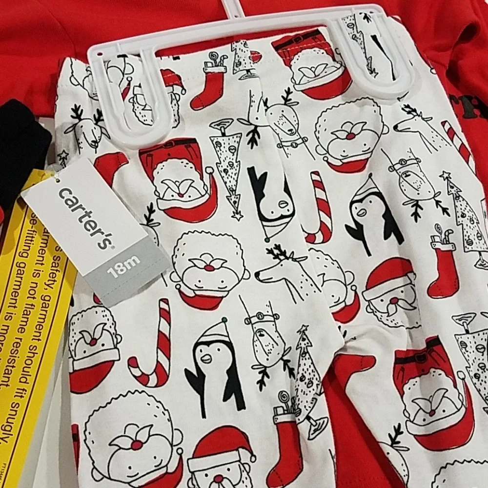 Carter's Christmas Santa Pajamas Toddler 18 months Boy Girl Pants Top Holiday